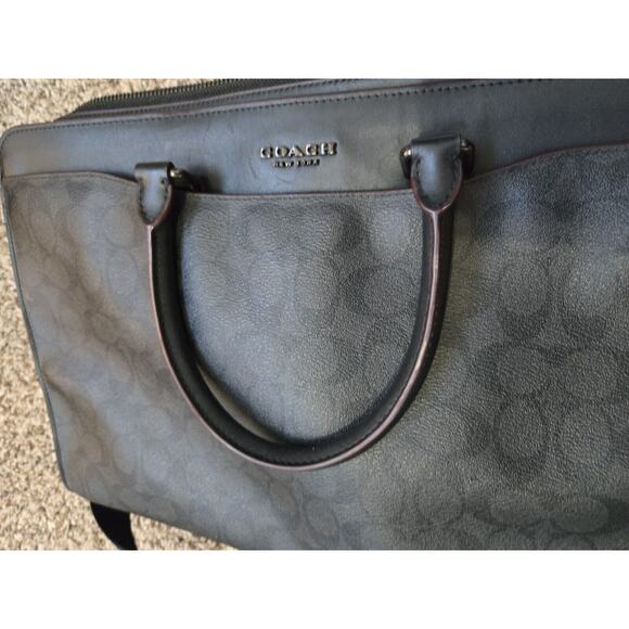 Coach Beckett Structured Brief Case In Signature Canvas Leather Black & Burgundy - Picture 2 of 16